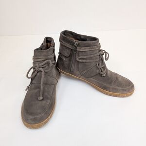Ugg Reid Slate Gray Suede Lace Up Moccasin Ankle Booties 9.5